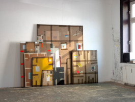 Bilder Einer Ausstellung (Triptych II), 2012, oil/canvas, 220x280x30 cm, studio view Düsseldorf 2013 