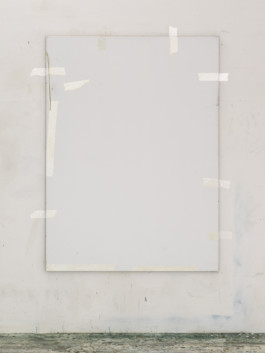 Still Life, 2016, Primer white and varnish on canvas and tape on wall, 175x135 cm 