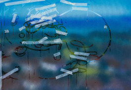 WTP, 2023, acrylics, oil and resin on canvas, 100 x 140 cm 