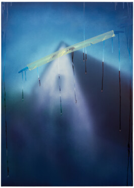 WTP Haus, 2023, Acrylics, oil and resin on canvas, 140 x 100 cm 